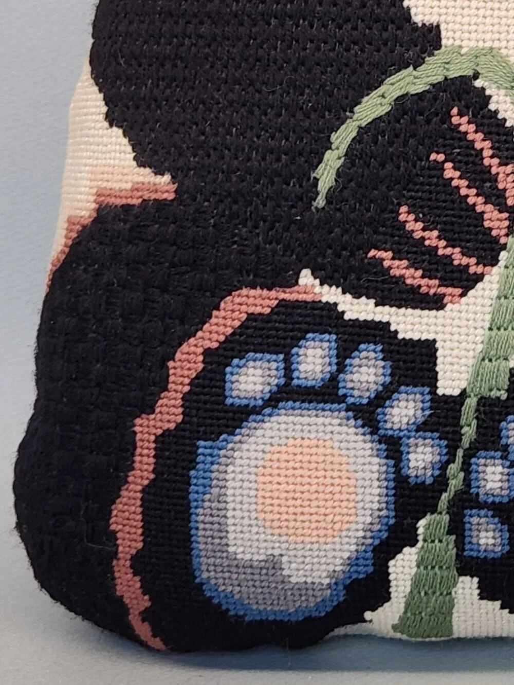Needlepoint Throw Pillow - Panda & Bamboo - 9.5